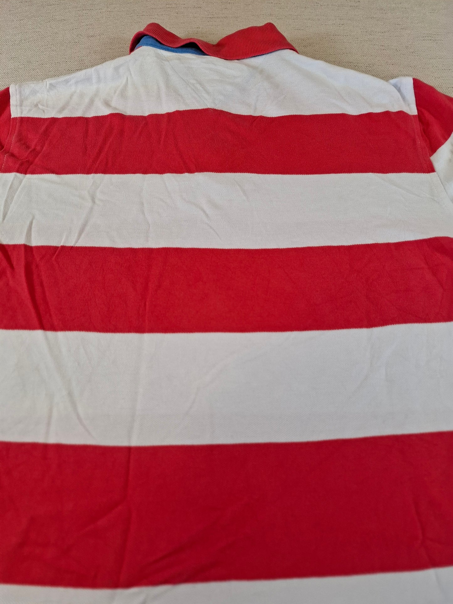 001248 Tommy Hilfiger Polo shirt size M Red/ White striped