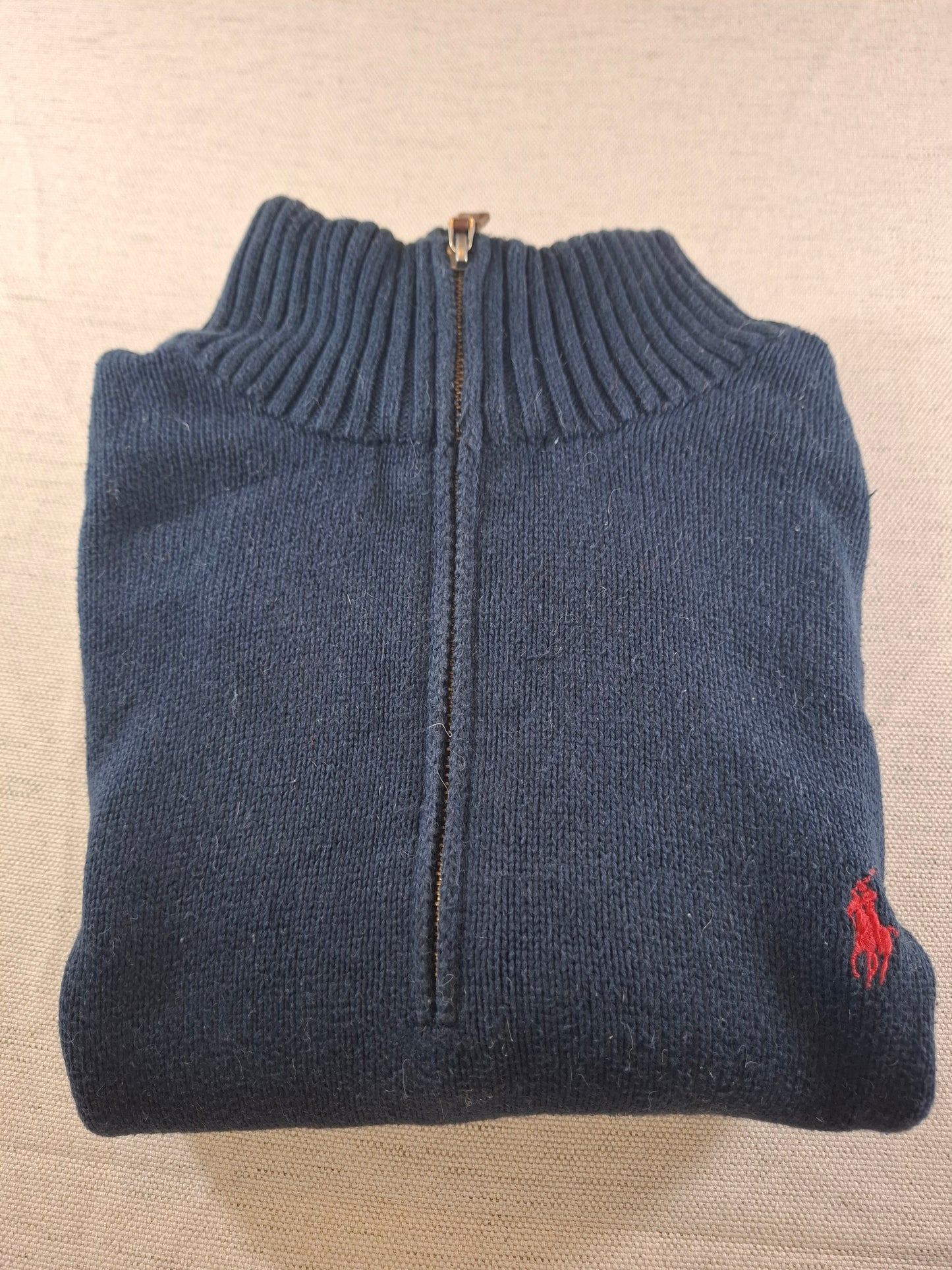 000498 Polo Ralph Lauren 1/4 zip sweater size L Navy