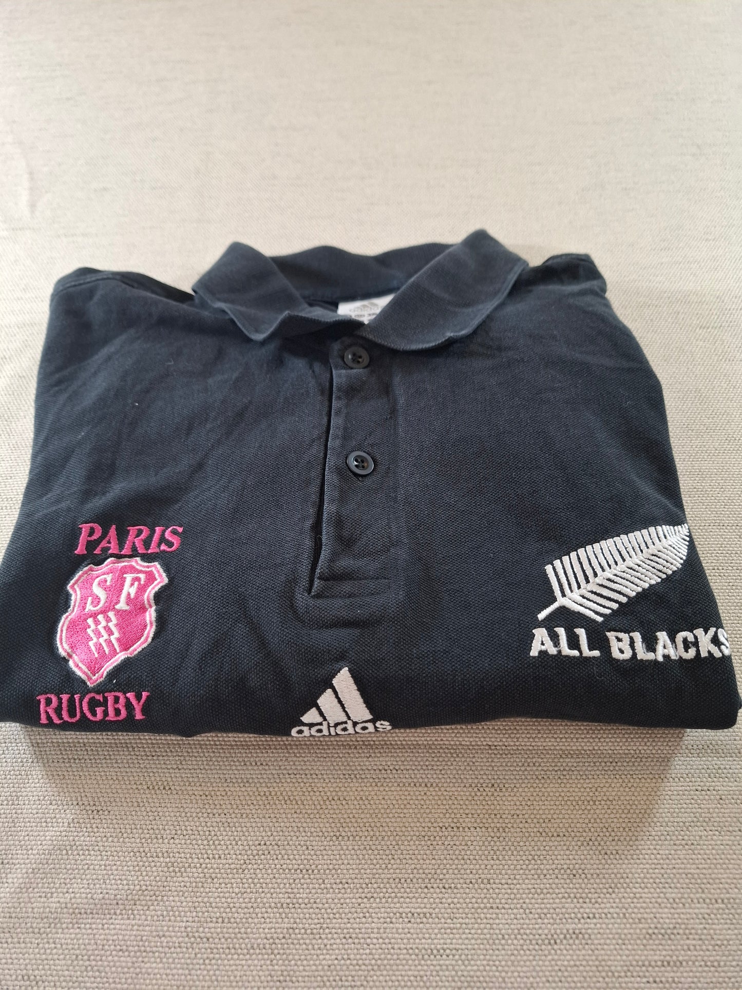 000159 Adidas Polo size M BLACK New Zealand All Blacks Rugby