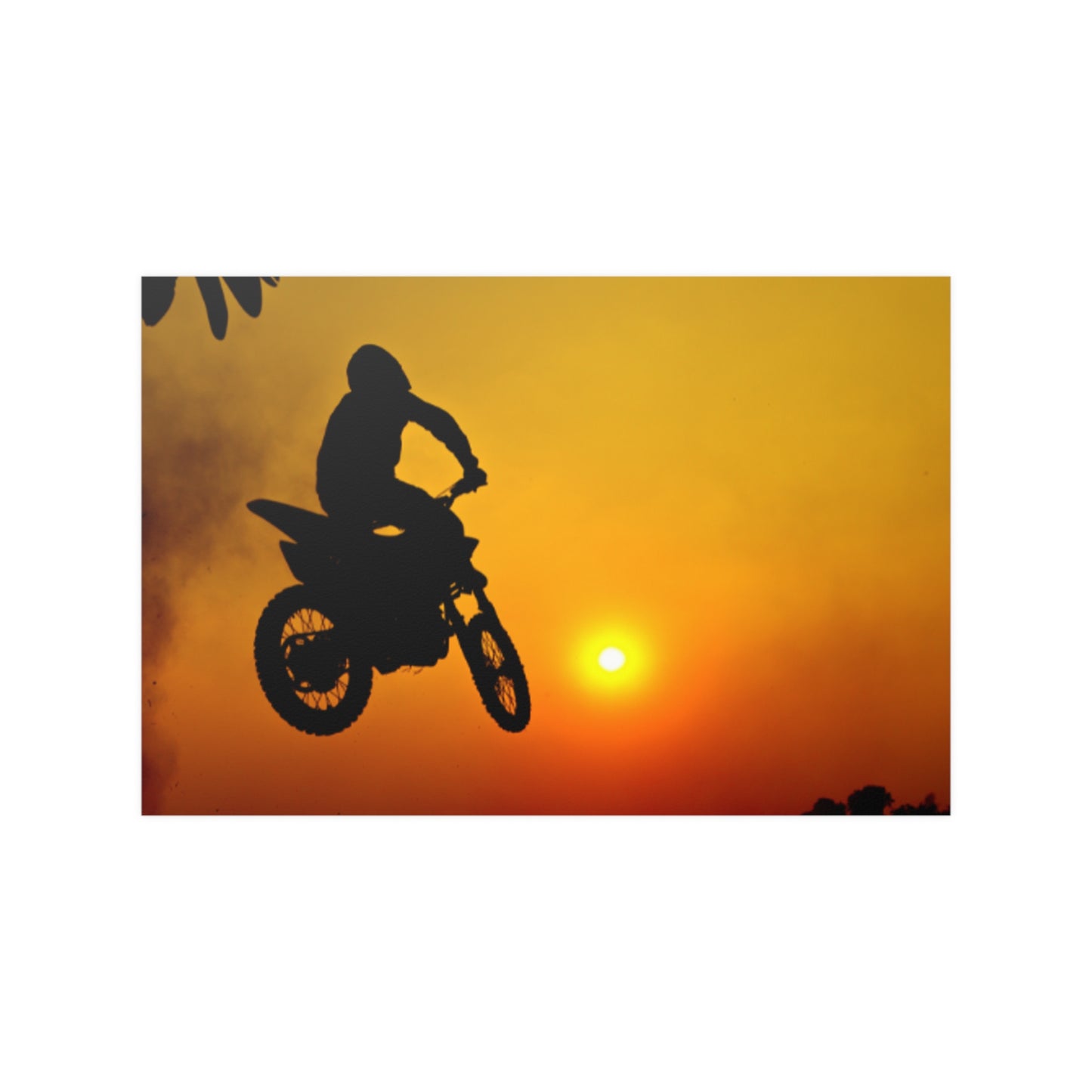 Dirt bike Satin Posters (210gsm) into the sunset.