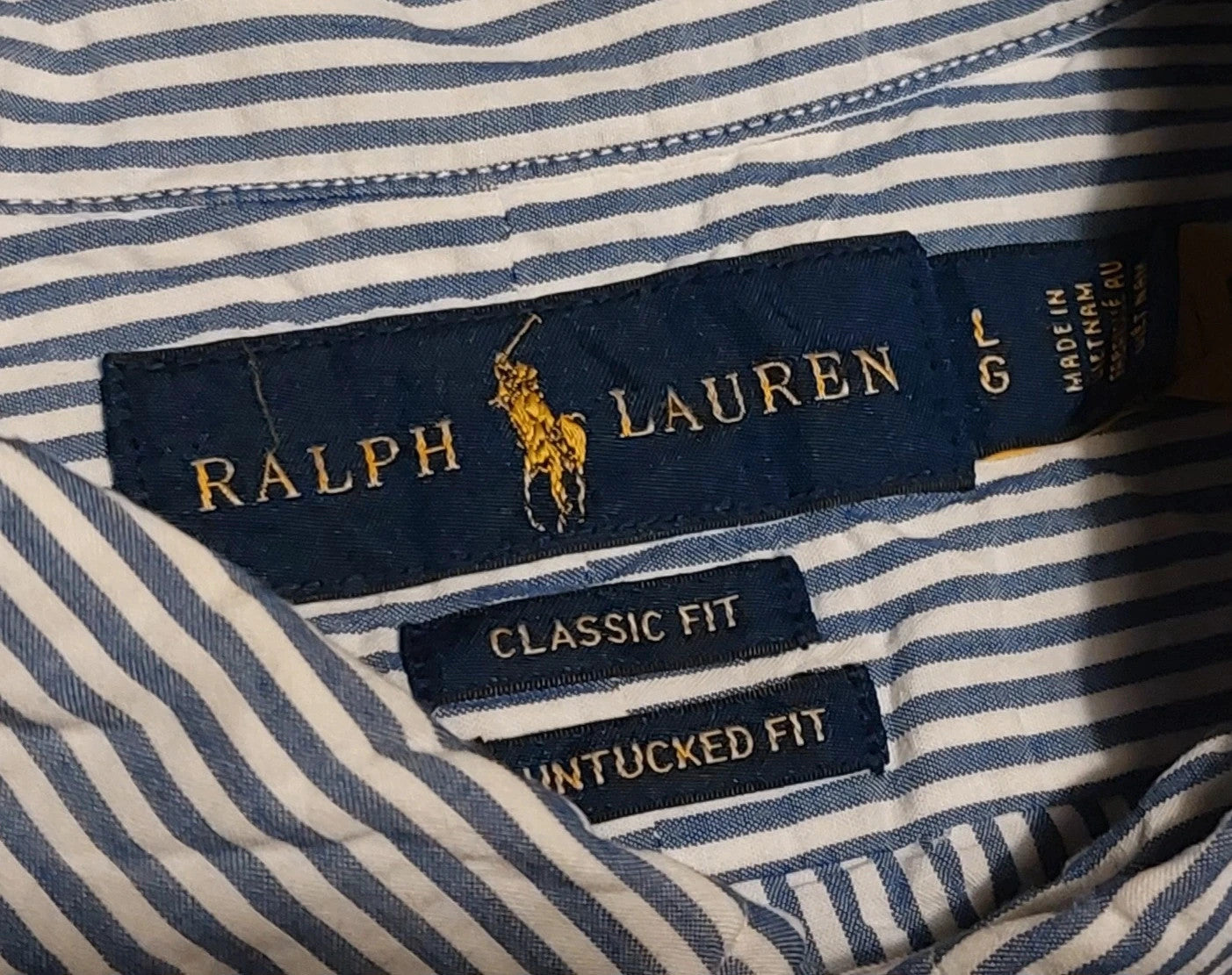 Polo Ralph Lauren overhemd maat L blauw wit gestreept