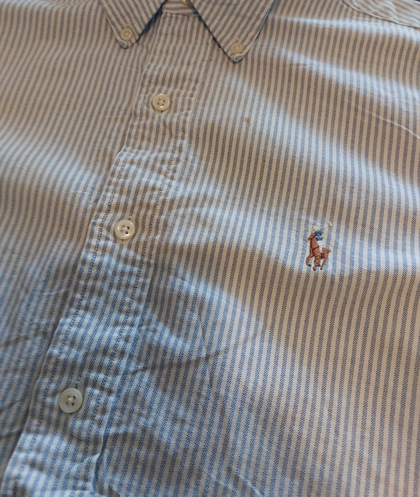 Polo Ralph Lauren overhemd maat S lichtblauw/ wit gestreept.