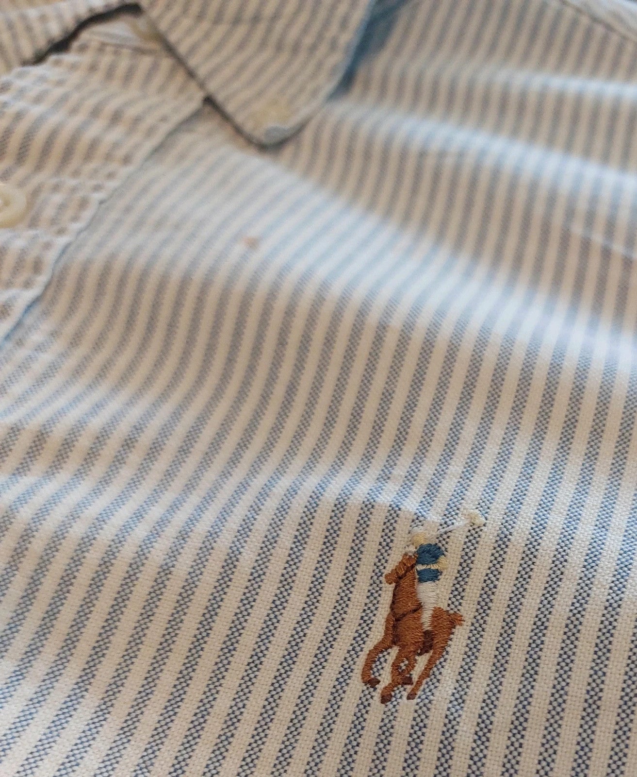 Polo Ralph Lauren overhemd maat S lichtblauw/ wit gestreept.