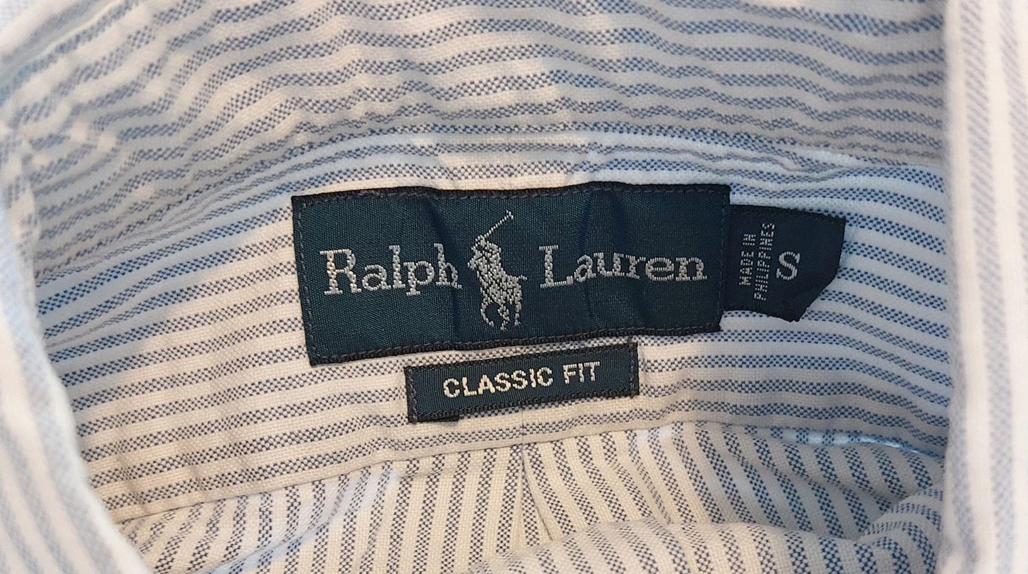 Polo Ralph Lauren overhemd maat S lichtblauw/ wit gestreept.