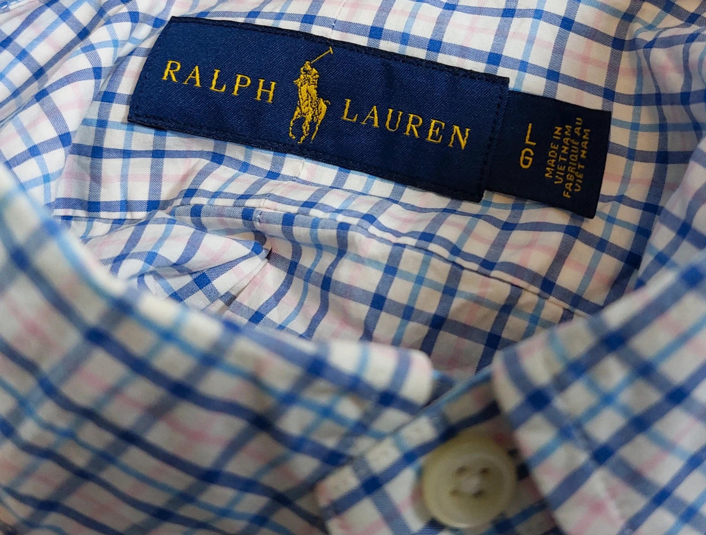 Polo Ralph Lauren overhemd maat L geruit (blauw wit roze)