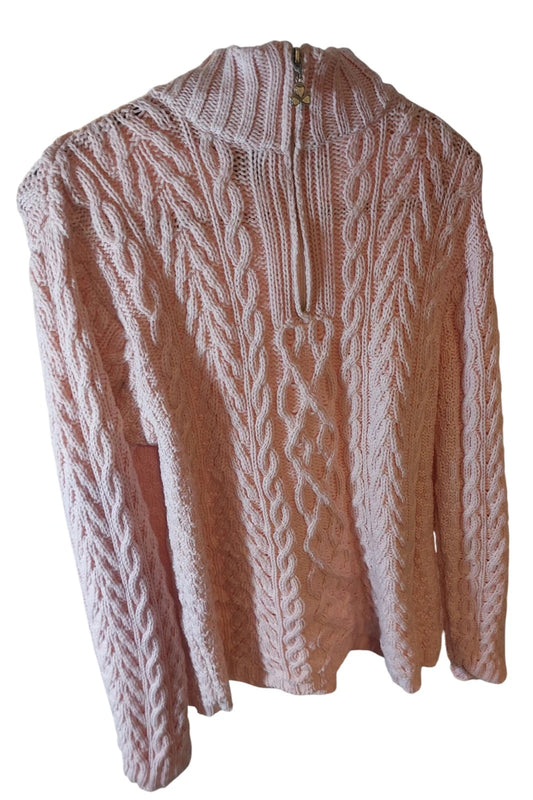 Vintage Aran Crafts knitted sweater S pink