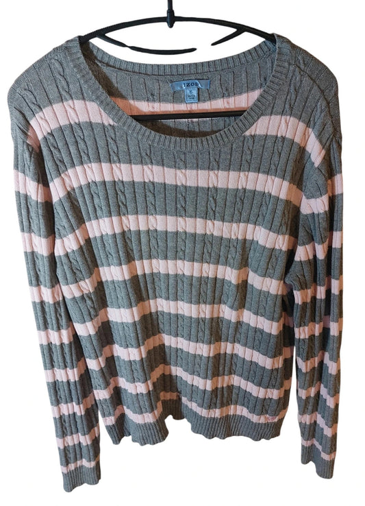 IZOD sweater grey pink XL