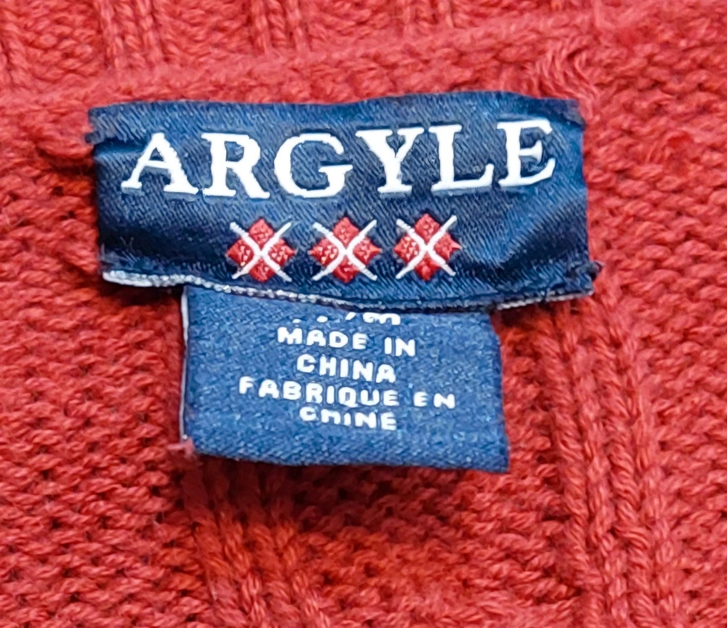 Argyle knitted sweater M red