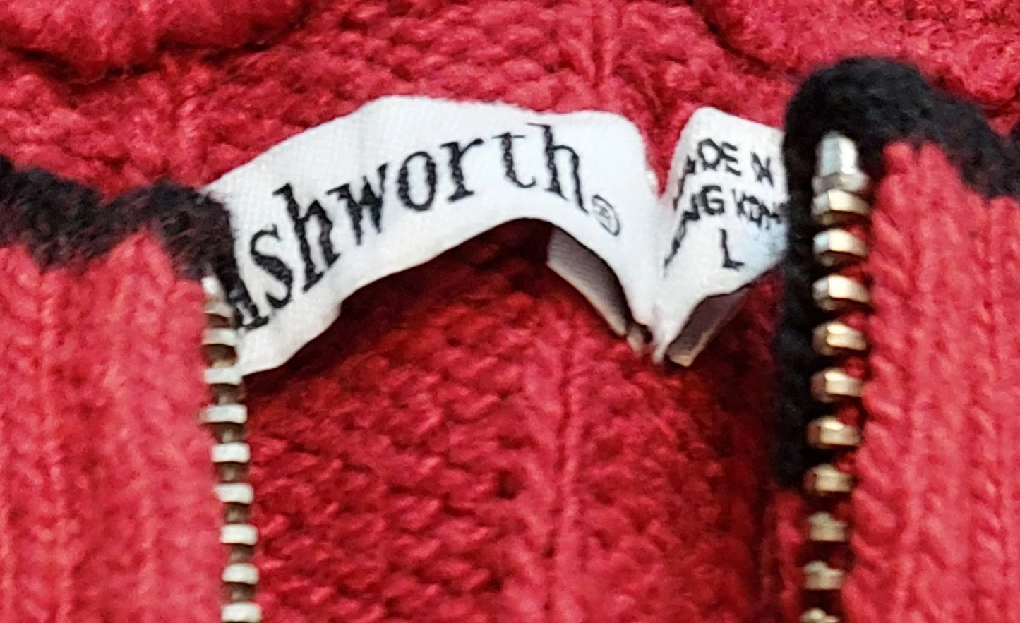 Ashworth knitted sweater with zipper red L