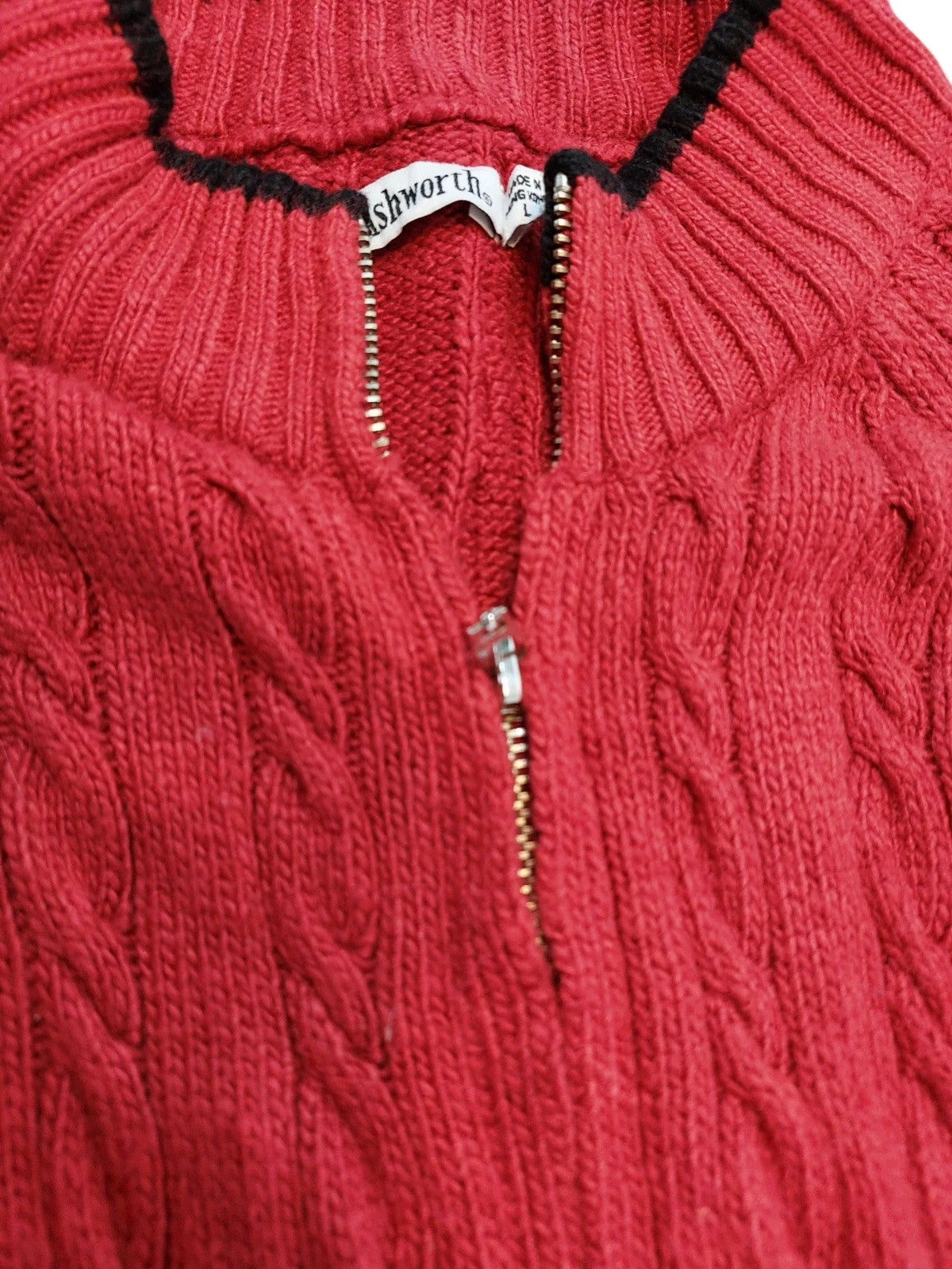 Ashworth knitted sweater with zipper red L