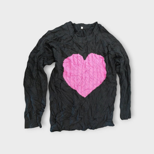 Vintage sweater pink heart L