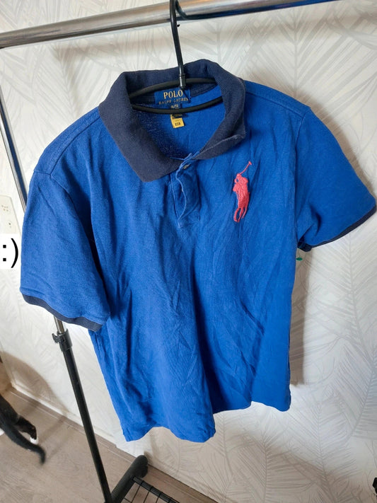 POLO Ralph Lauren Big Pony Polo Shirt ..Pacific Royal/Pink Pony Sz:XL(18-20) Boy