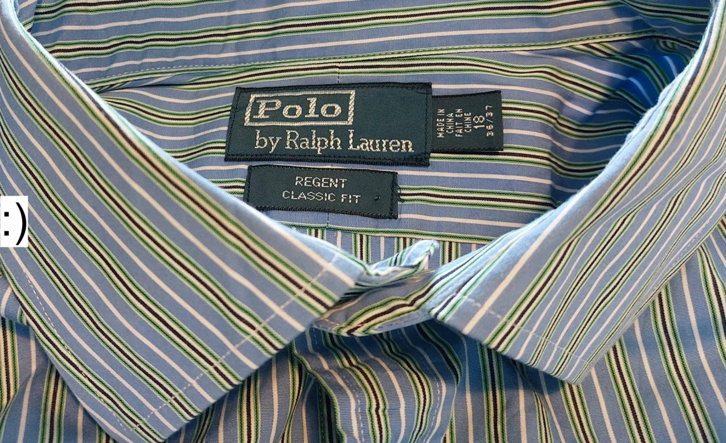 Polo Ralph Lauren overhemd maat 18 (XL) blauw, gestreept.