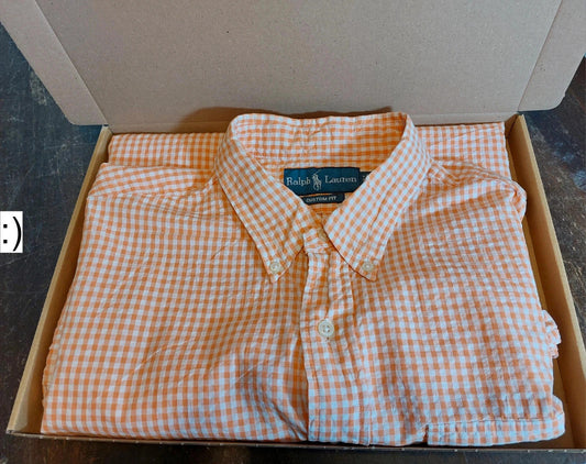 Polo Ralph Lauren overhemd maat L oranje wit geruit