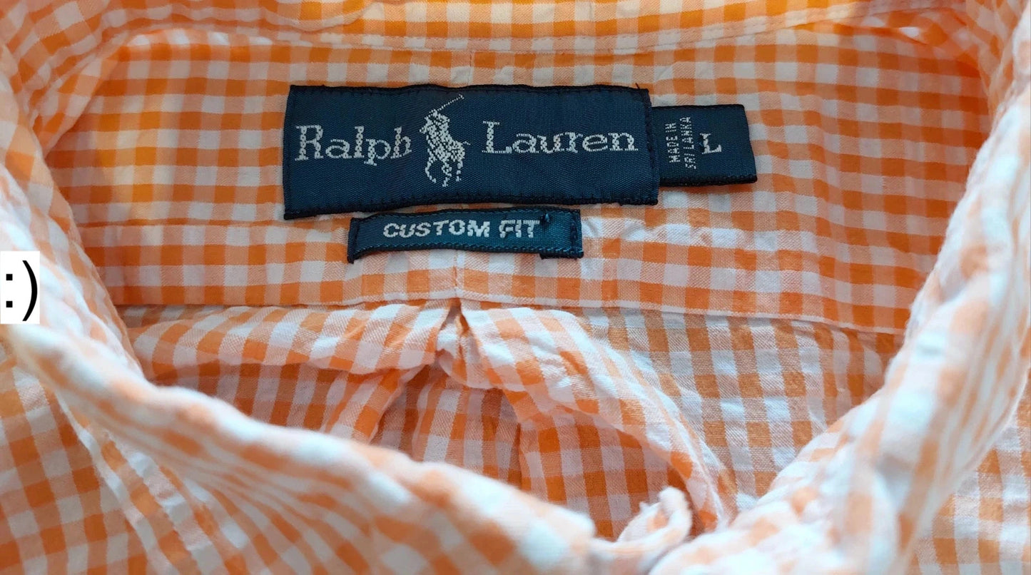 Polo Ralph Lauren overhemd maat L oranje wit geruit