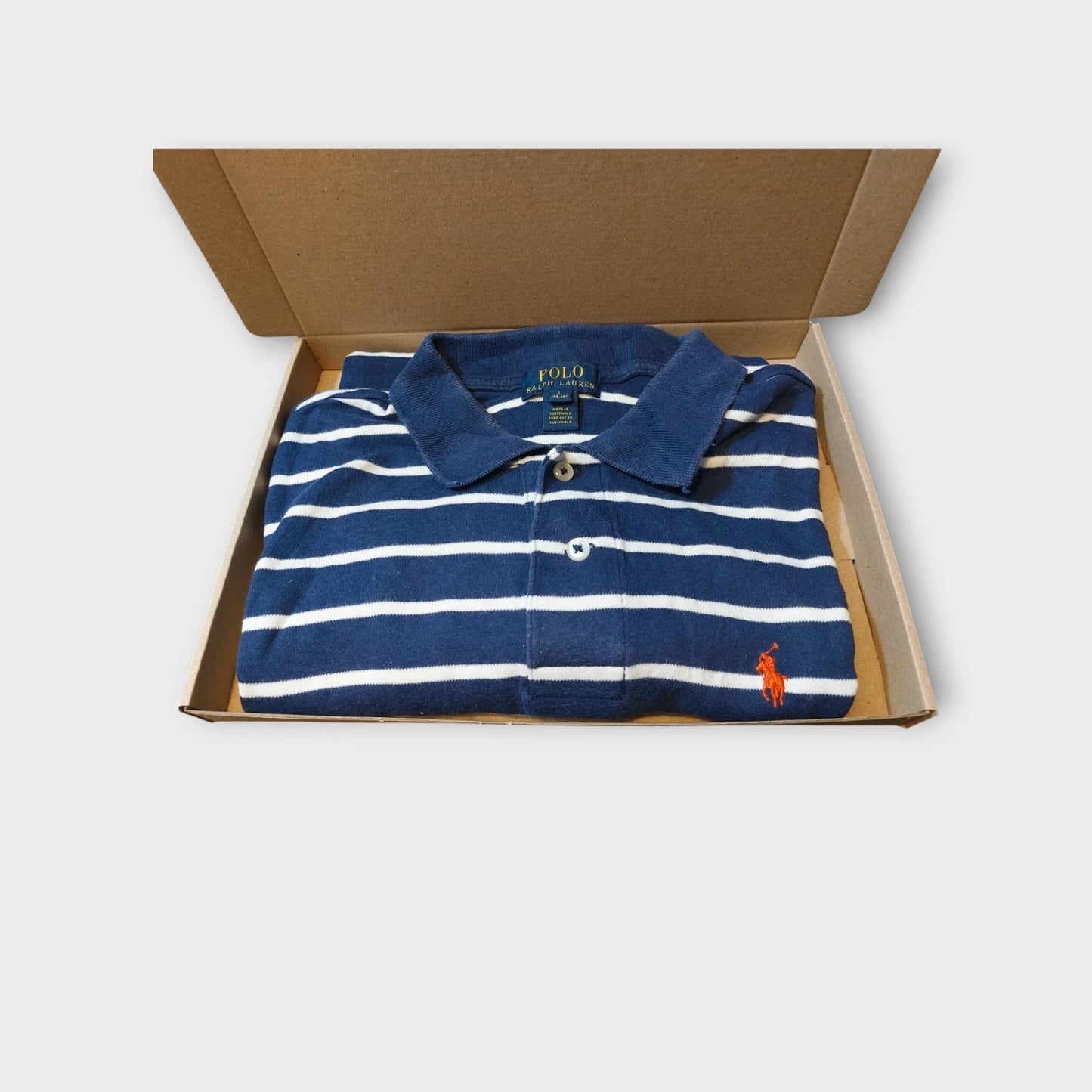 P35 Polo Ralph Lauren blue white stripes L (kids 14-16)