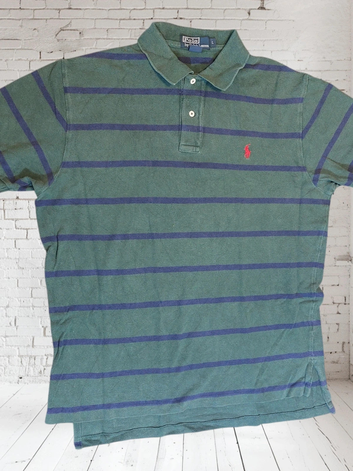 P43 Polo Ralph Lauren L blue green striped