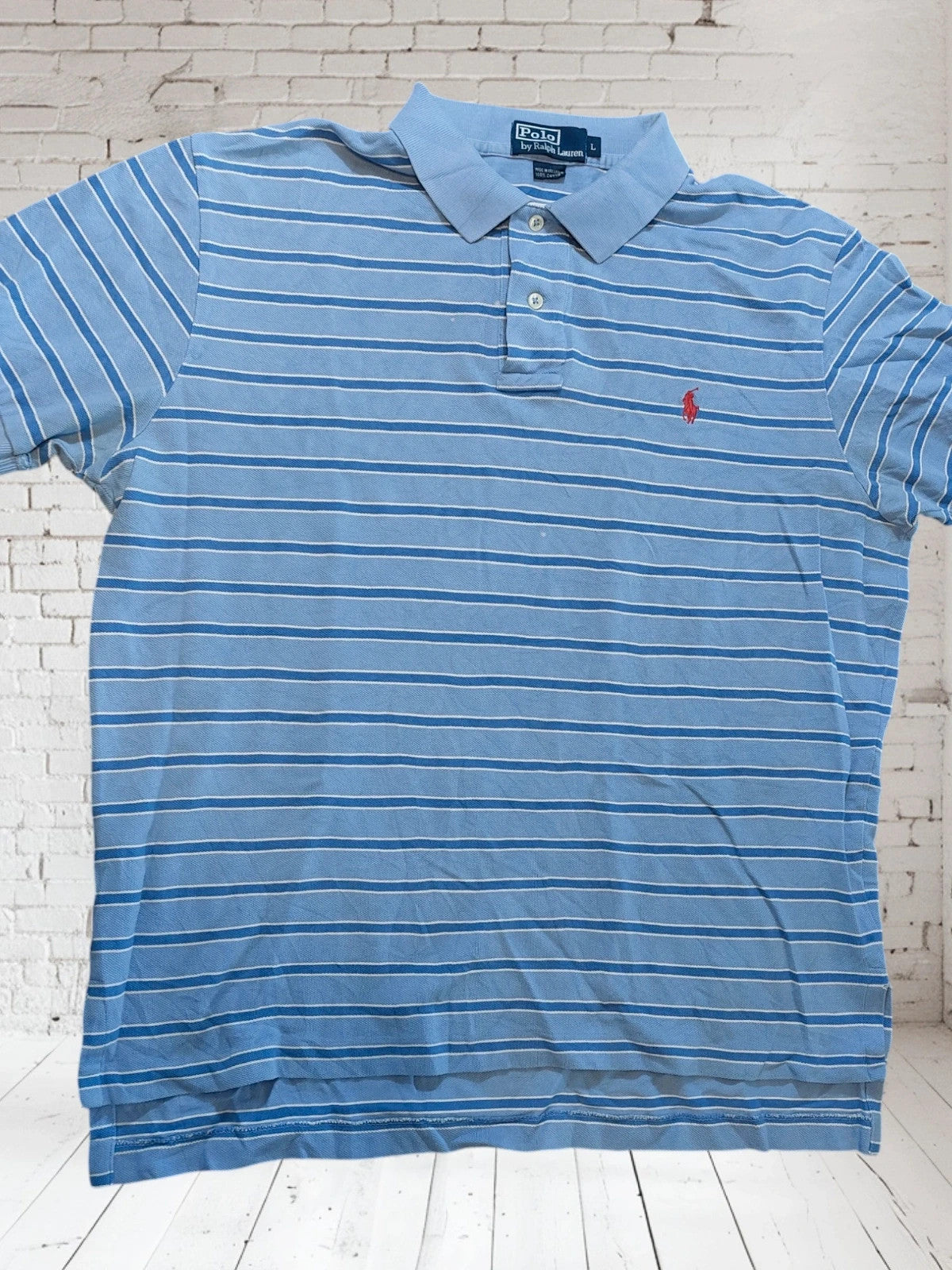 P44 Polo Ralph Lauren L blue stripes