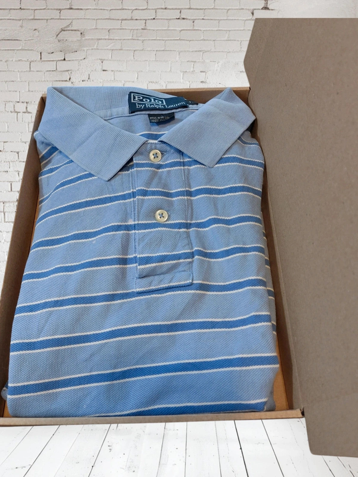 P44 Polo Ralph Lauren L blue stripes