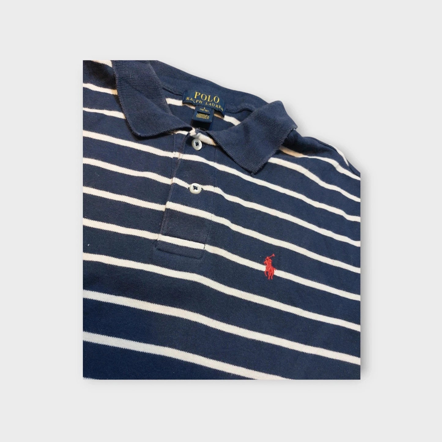 P35 Polo Ralph Lauren blue white stripes L (kids 14-16)