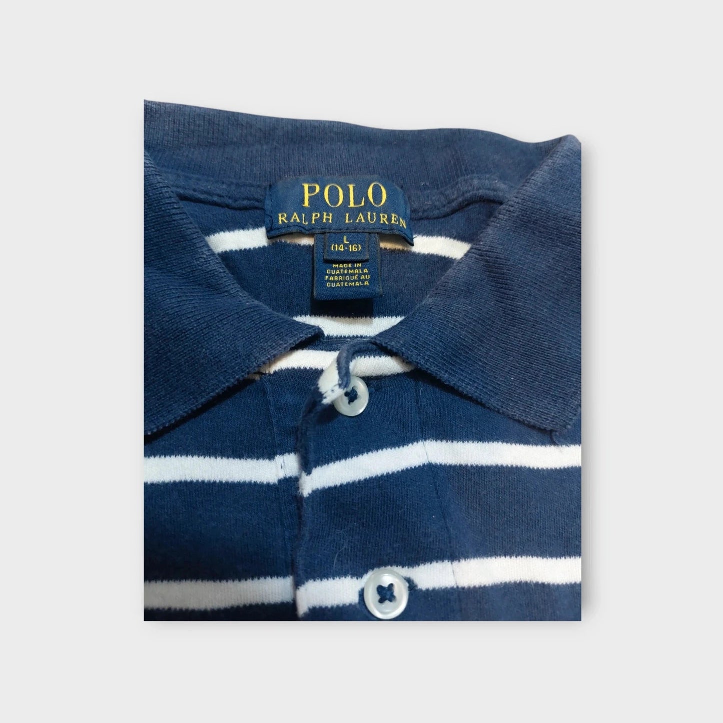 P35 Polo Ralph Lauren blue white stripes L (kids 14-16)