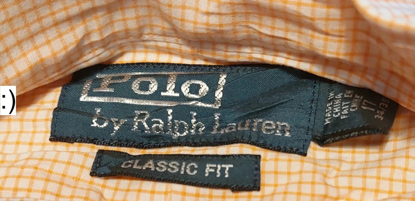 Polo Ralph Lauren overhemd oranje ruit maat 34/35