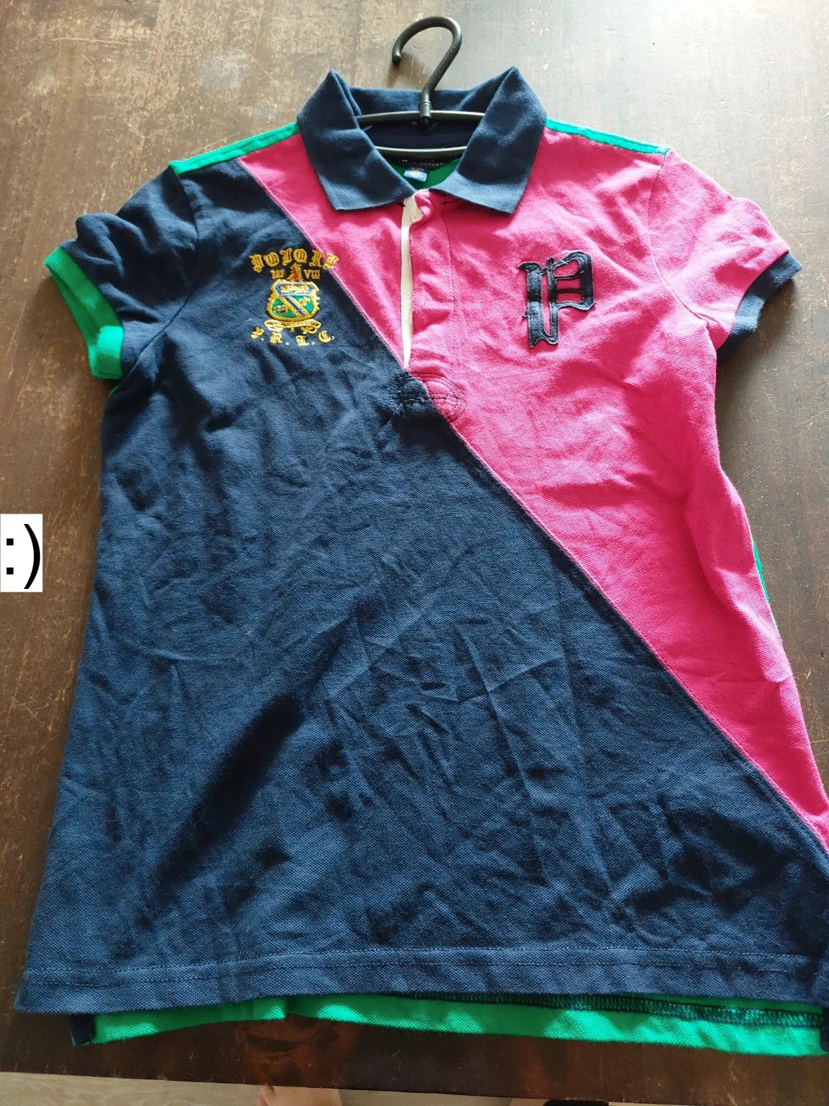 Polo Ralph Lauren large Top Shirt Big Logo Pink Blue Green