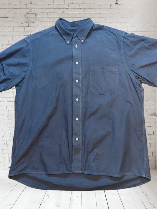 O251 Lacoste button down shirt shortsleeve blue size 44cm