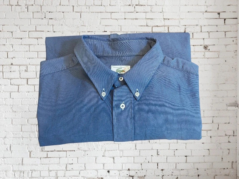 O251 Lacoste button down shirt shortsleeve blue size 44cm