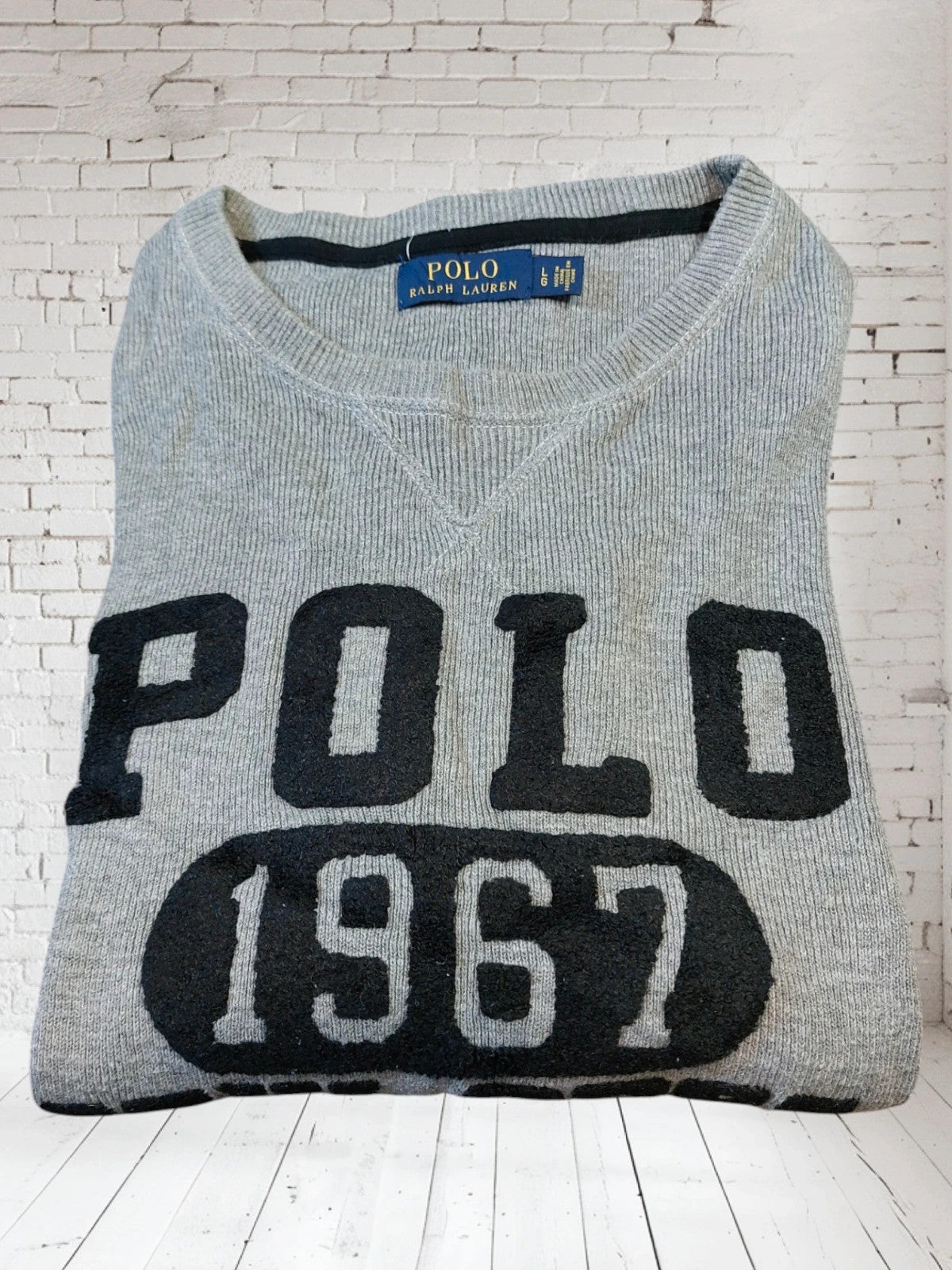 SW4 Polo Ralph Lauren sweater L grey 1976 Athl. Dept.