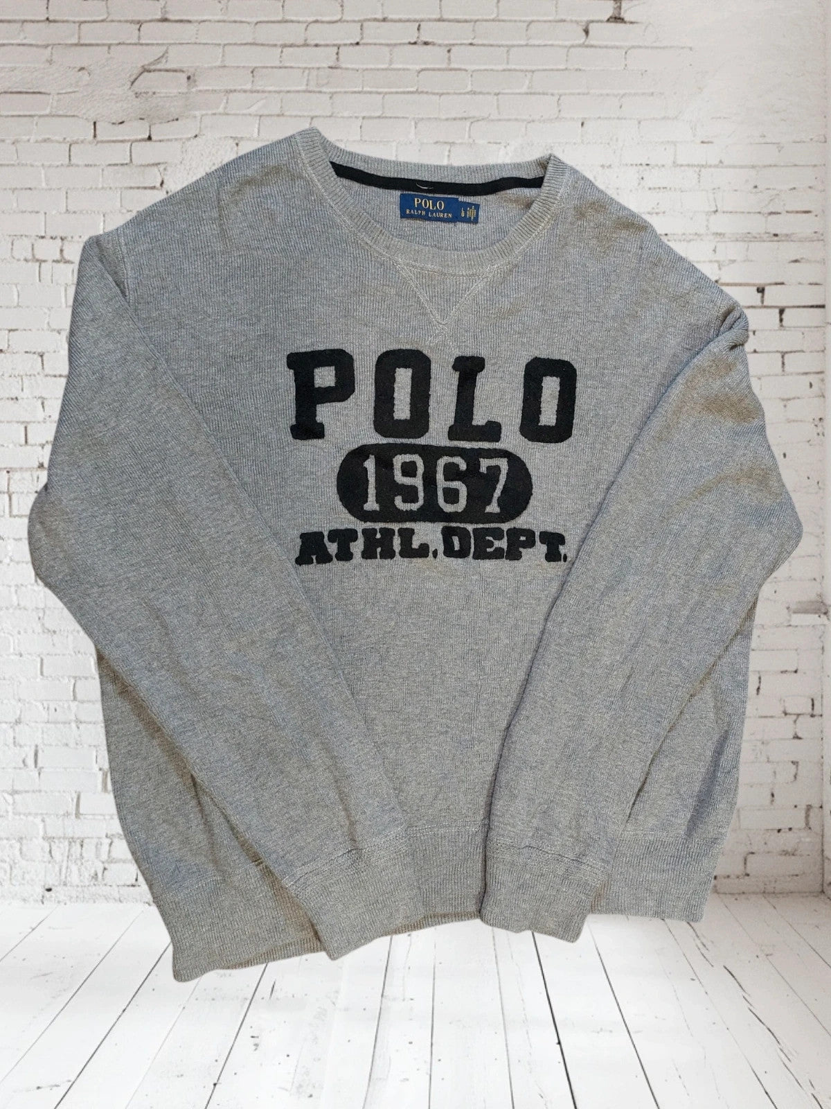 SW4 Polo Ralph Lauren sweater L grey 1976 Athl. Dept.