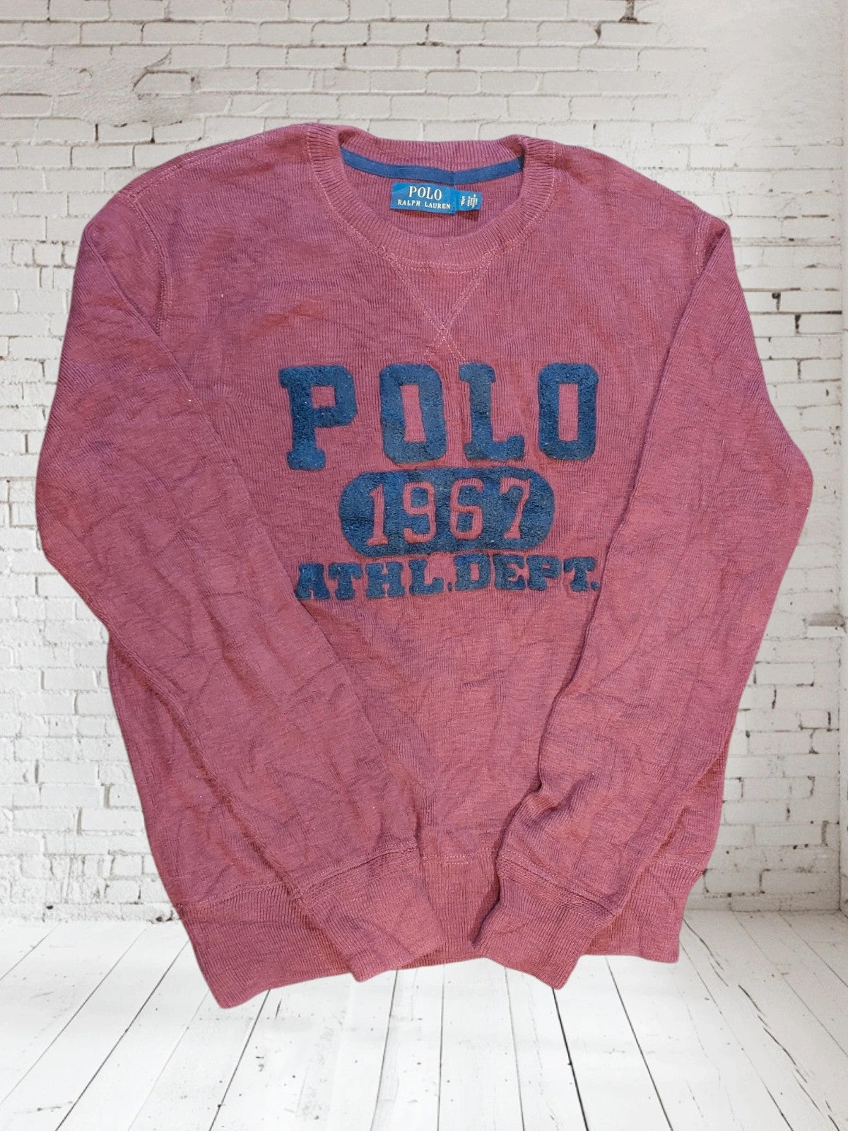 SW9 Polo Ralph Lauren sweater S 1967 Athl. Dept. Burgundy red