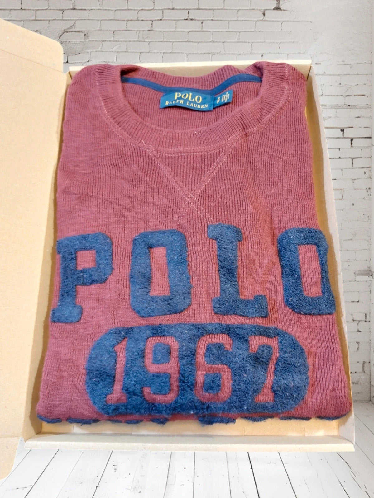 SW9 Polo Ralph Lauren sweater S 1967 Athl. Dept. Burgundy red