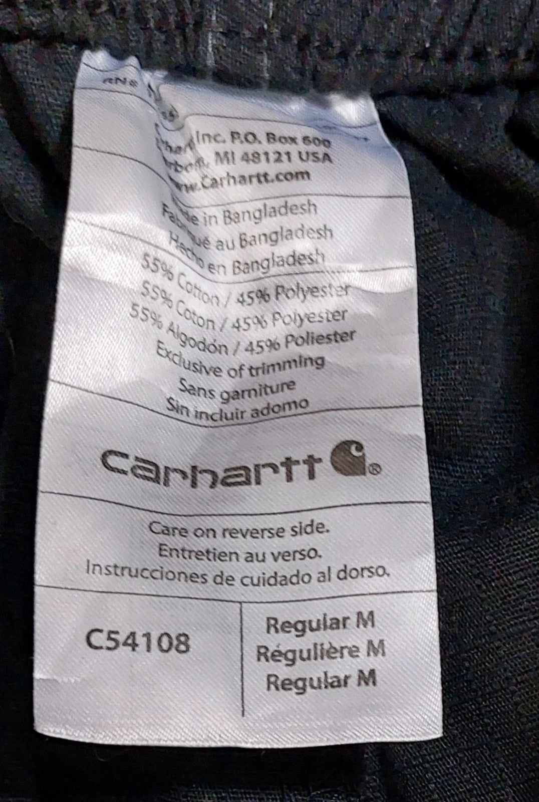 B367 Carhartt trousers M black