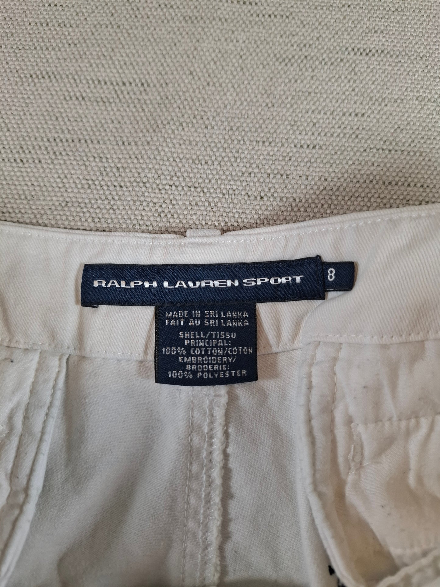001168 Ralph Lauren Shorts size 8 white with logos