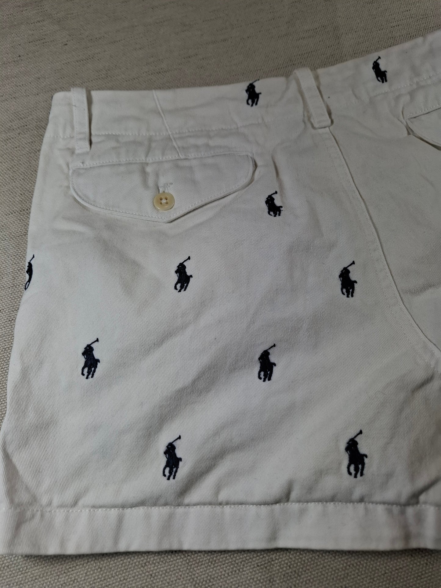 001168 Ralph Lauren Shorts size 8 white with logos
