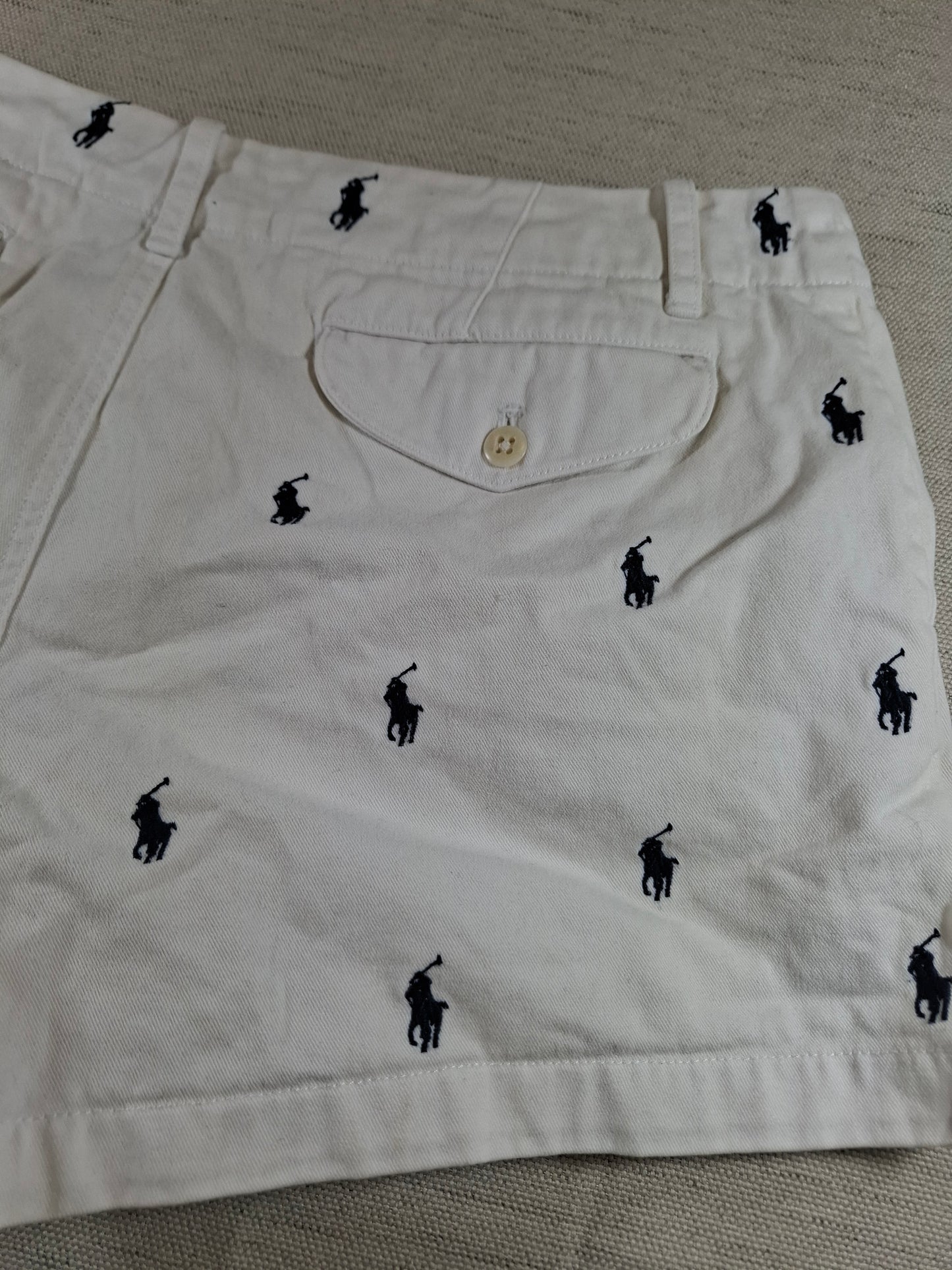 001168 Ralph Lauren Shorts size 8 white with logos