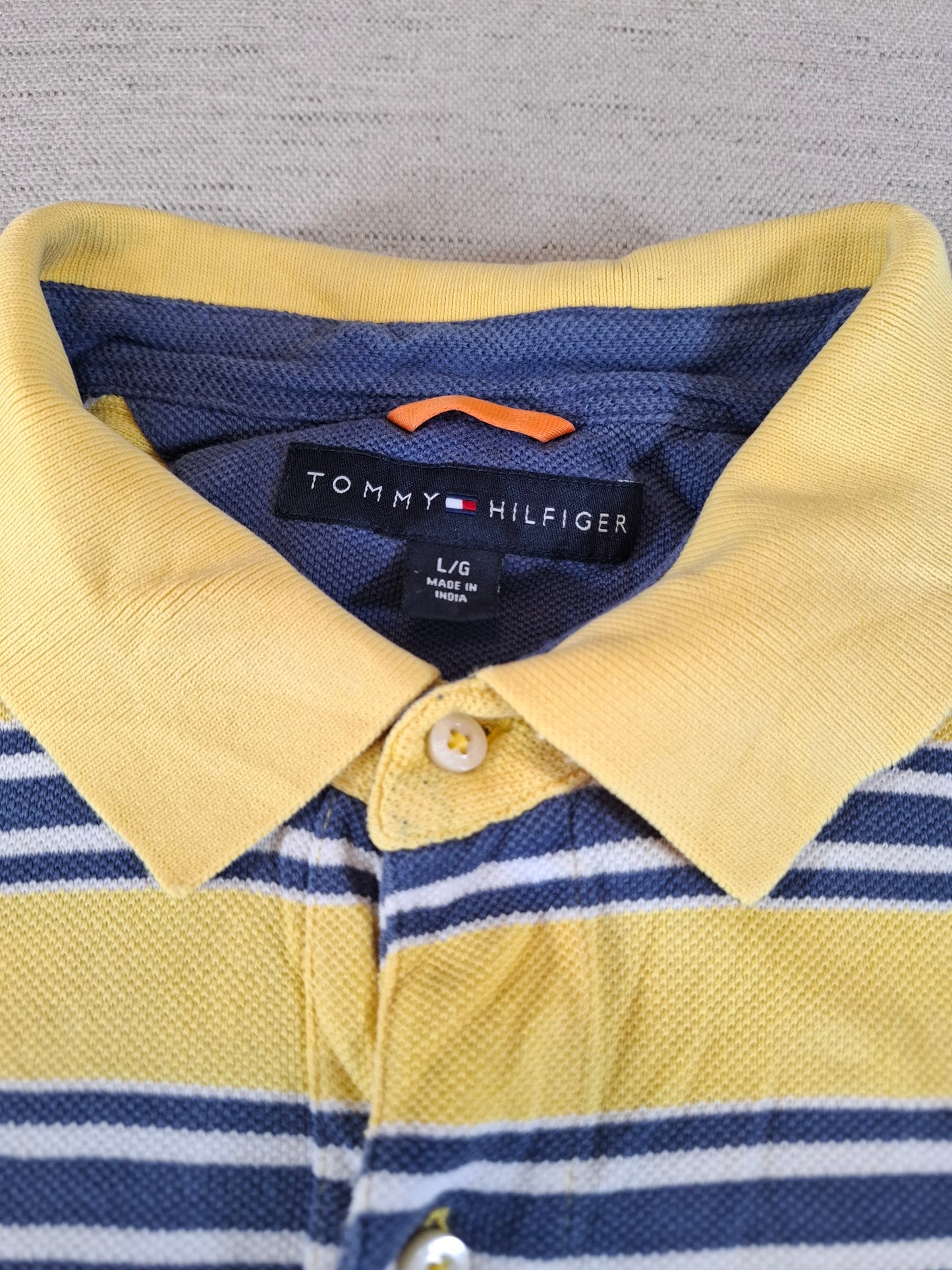 001246 Tommy Hilfiger Polo shirt size L Yellow/ Bue