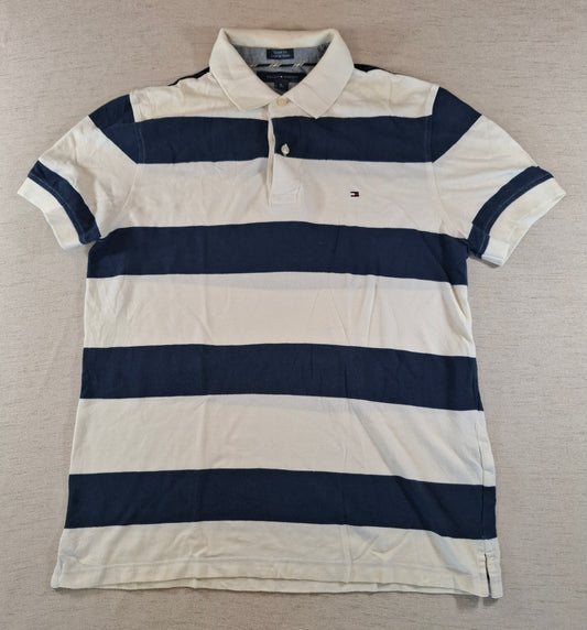 001247 Tommy Hilfiger Polo shirt size M Blue/ White striped