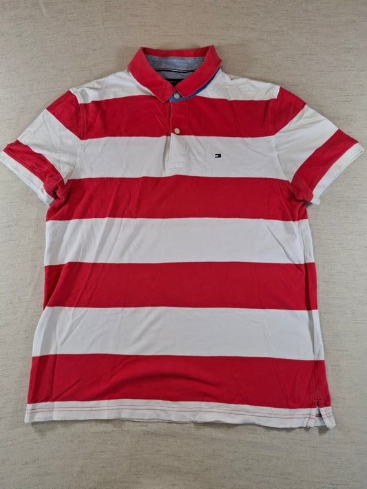 001248 Tommy Hilfiger Polo shirt size M Red/ White striped