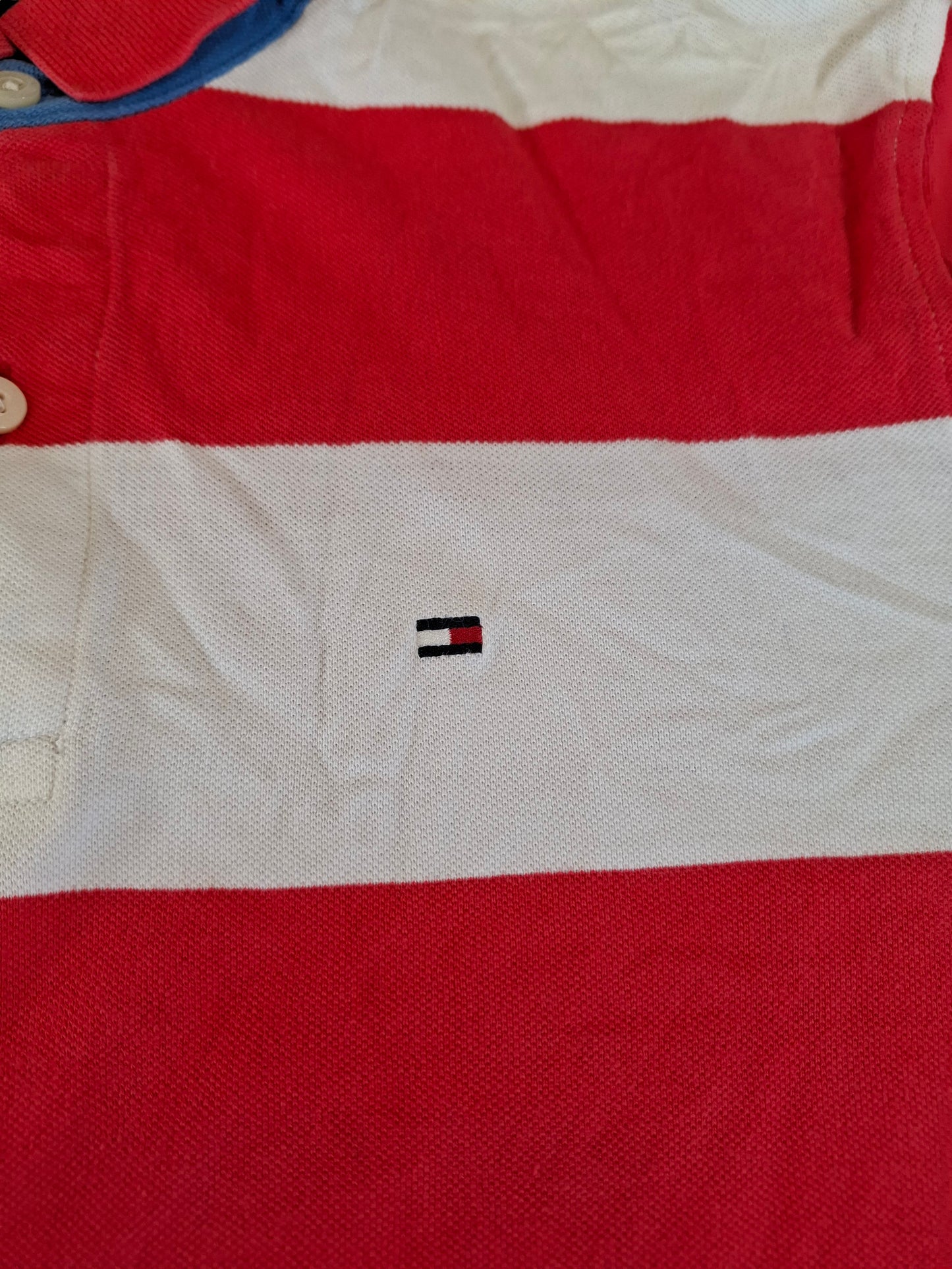 001248 Tommy Hilfiger Polo shirt size M Red/ White striped