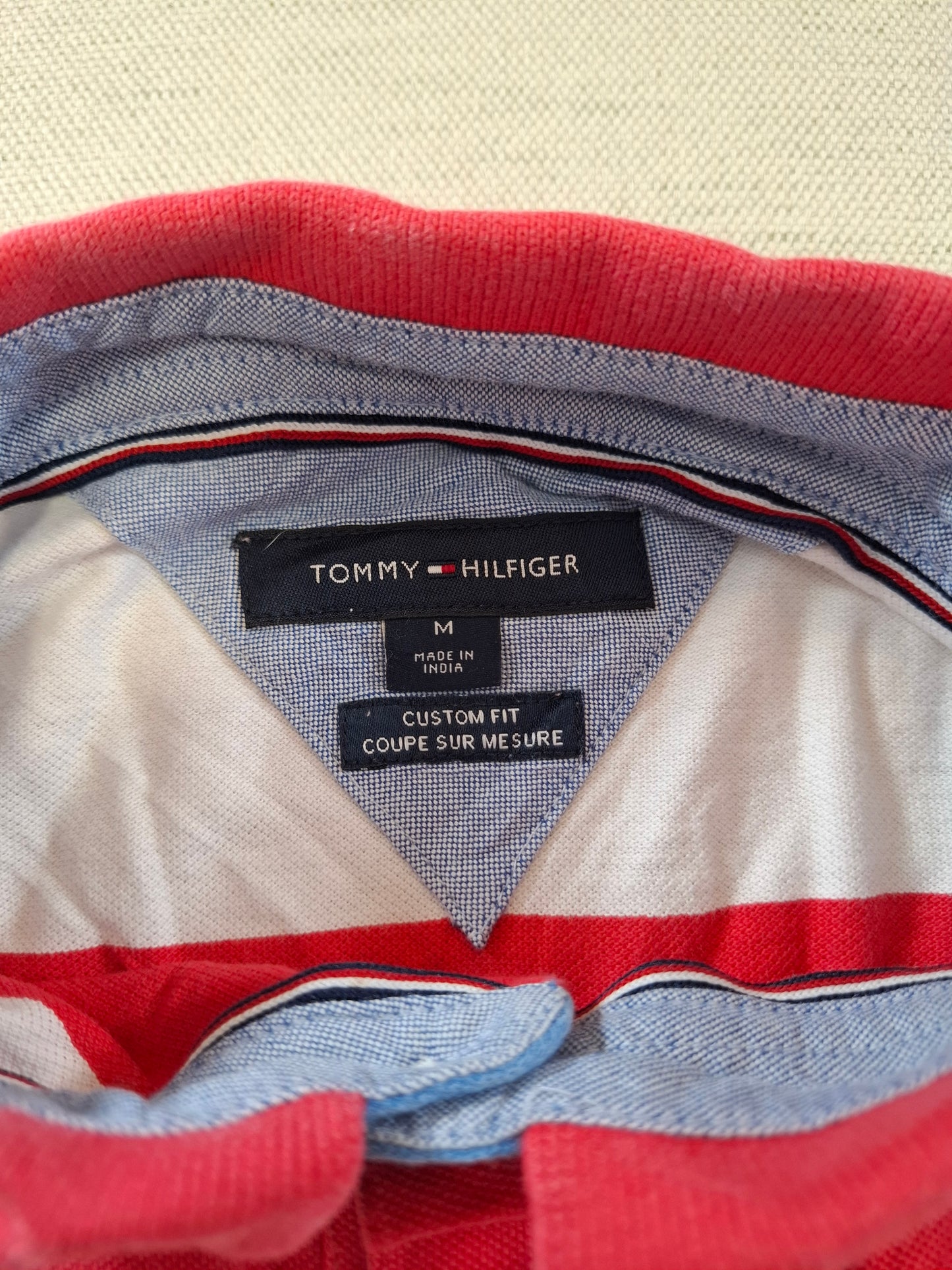 001248 Tommy Hilfiger Polo shirt size M Red/ White striped