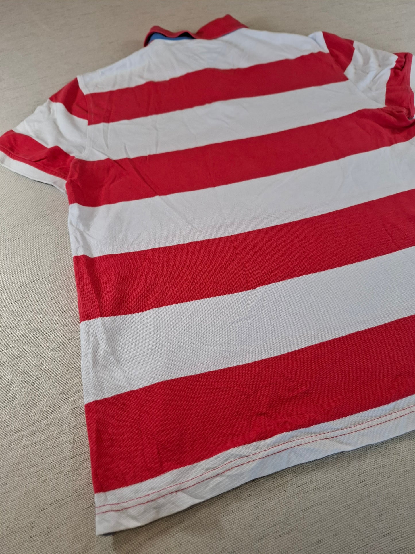 001248 Tommy Hilfiger Polo shirt size M Red/ White striped