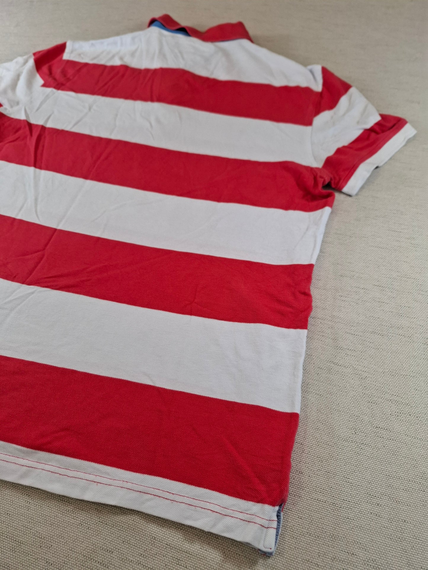 001248 Tommy Hilfiger Polo shirt size M Red/ White striped