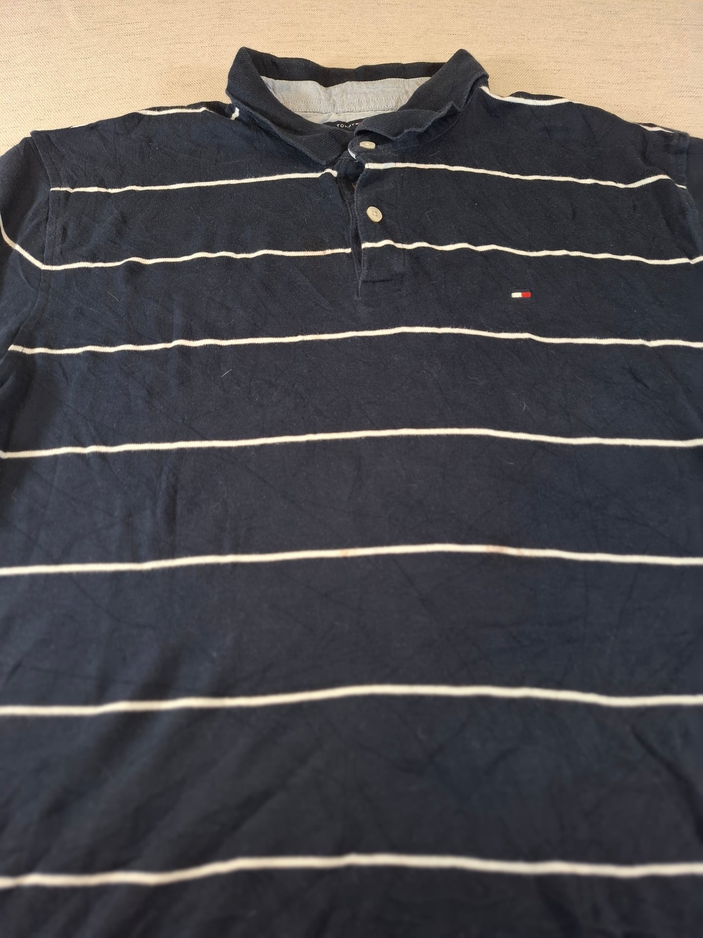 001253 Tommy Hilfiger Polo shirt size XL Navy/ White striped