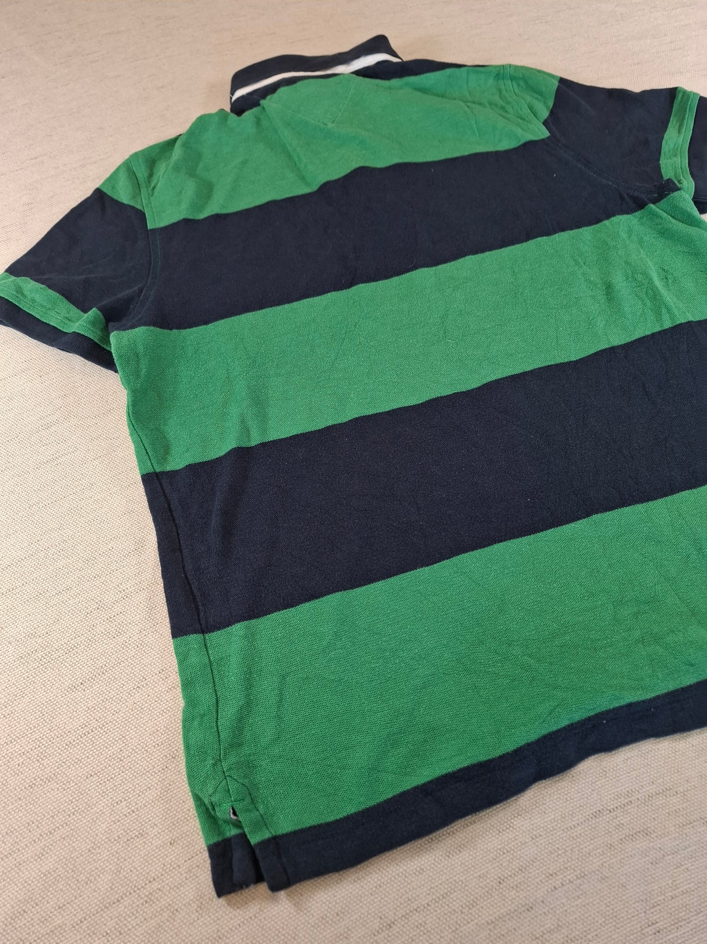 001254 Tommy Hilfiger Polo shirt size S Navy/ Green striped
