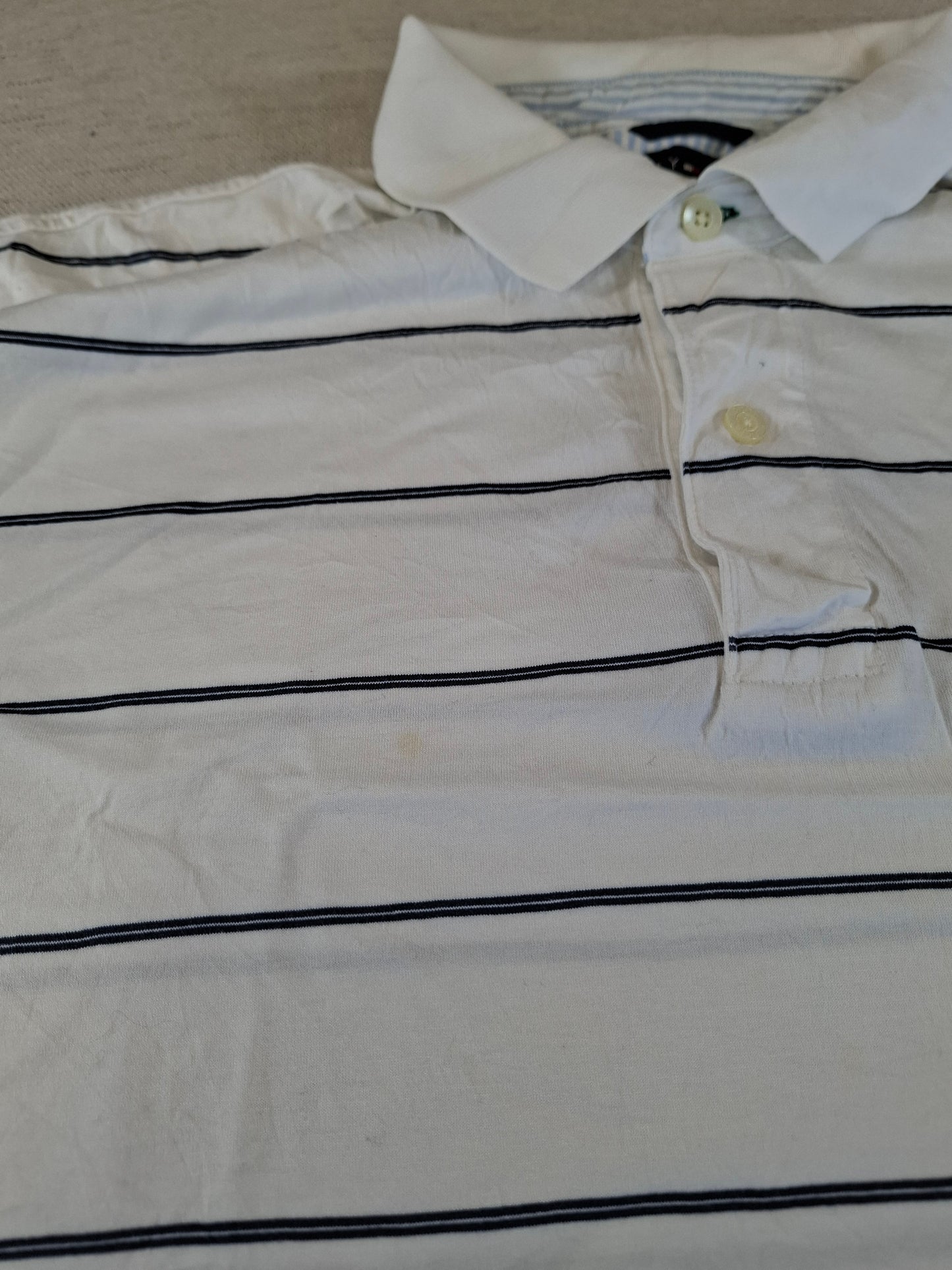 001256 Tommy Hilfiger Polo shirt size M White/ Navy