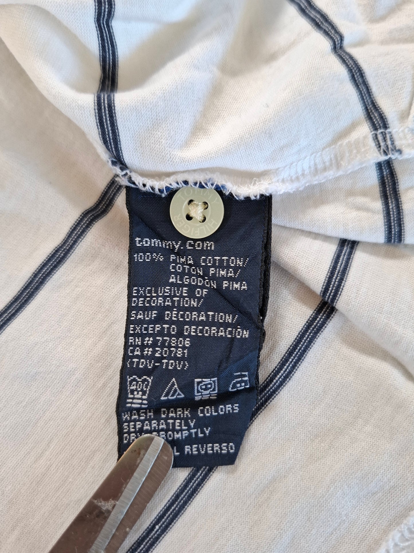 001256 Tommy Hilfiger Polo shirt size M White/ Navy