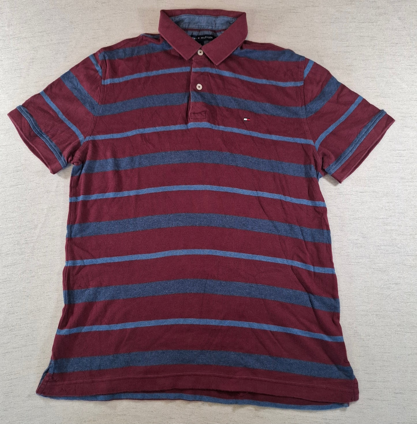 001258 Tommy Hilfiger Polo shirt size L Burgundy/ Blue
