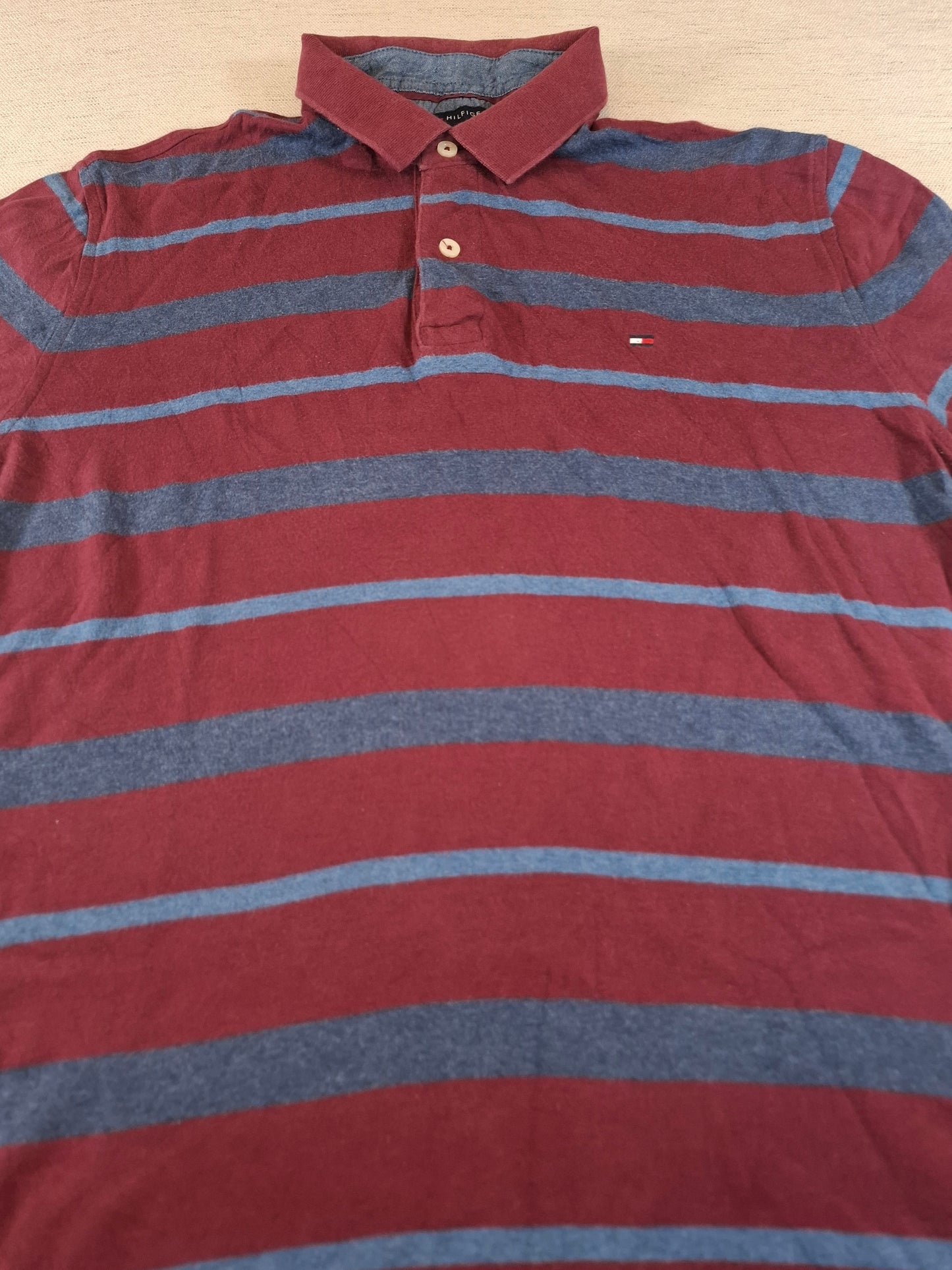 001258 Tommy Hilfiger Polo shirt size L Burgundy/ Blue